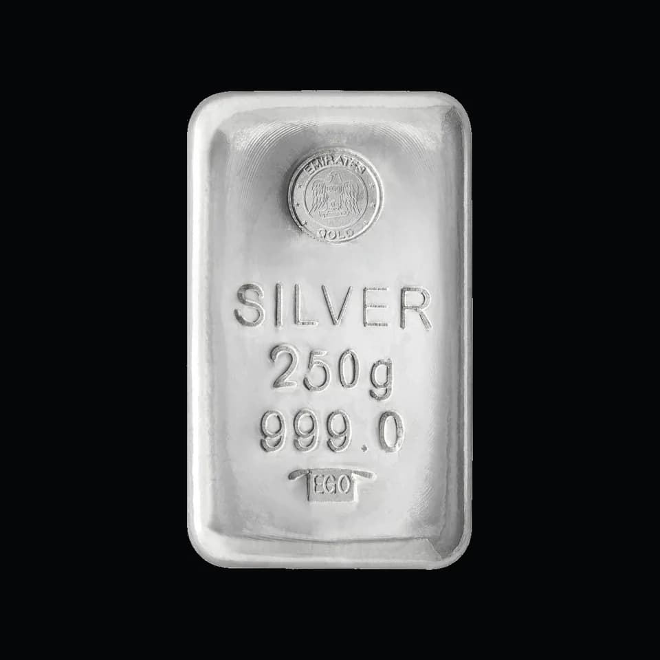 Emirates Gold 250g silver cast bar