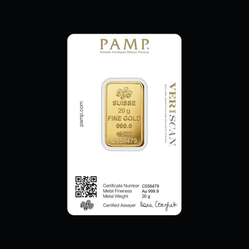 PAMP Suisse 20g gold minted bar